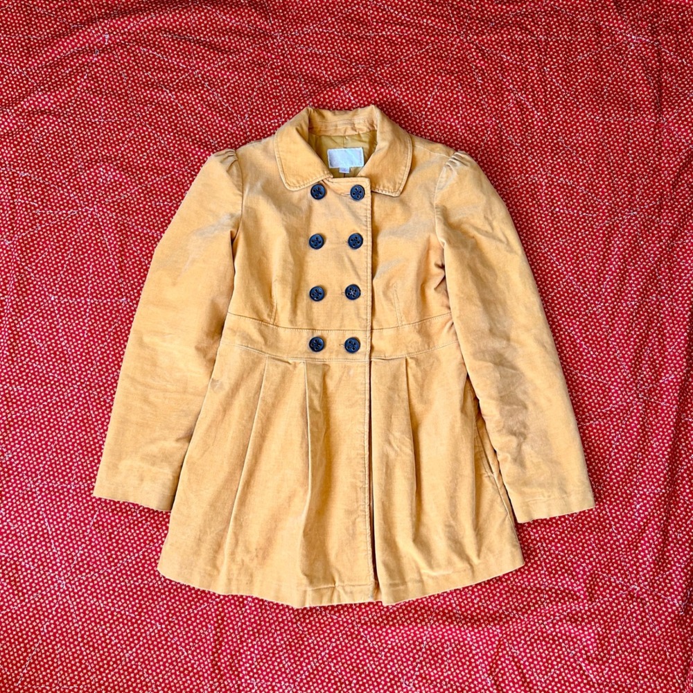 Xhilaration vtg 2000s Yellow Corduroy Double Breasted Pea Coat Jacket Medium